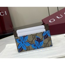 Gucci GG printed card case wallet 841149 beige and dark brown Supreme canvas 2025