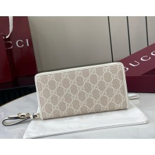 Gucci GG Emblem zip around wallet 819122 Beige and white new GG Monogram coated fabric 2025