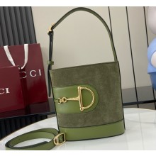 Gucci 73 small bucket bag 833665 Green soft suede 2025