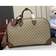 Gucci GG Emblem medium duffle bag 821148 beige new GG and brown Monogram coated fabric 2025