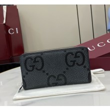 Gucci Jumbo GG zip around wallet 739484 Black jumbo GG leather 2025