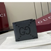 Gucci Maxi GG bi-fold wallet 739475 Dark grey and black maxi GG grainy leather 2025