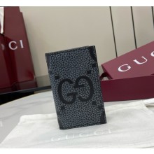 Gucci Maxi GG card case 739478 Dark grey and black maxi GG grainy leather 2025