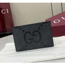 Gucci Maxi GG card case 812681 Dark grey and black maxi GG grainy leather 2025