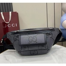 Gucci GG jumbo large belt bag 645093 Grey and black jumbo GG grainy leather 2025
