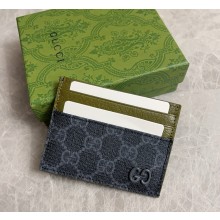 Gucci Bi-color card case with GG detail 795230 Beige GG Supreme canvas green leather trim 2025