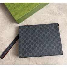 Gucci Bi-color small pouch 768255 Black GG Supreme canvas Gucci Rosso Ancora red leather trim 2025
