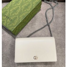 Gucci GG Marmont chain wallet 790060 white leather 2025