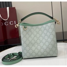 Gucci GG Emblem small bucket bag 815118 Sage green GG Monogram coated fabric 2025