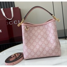 Gucci GG Emblem small bucket bag 815118 Light pink GG Monogram coated fabric 2025