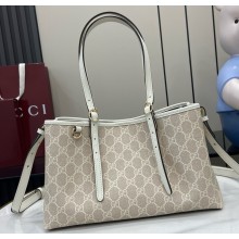 Gucci GG Emblem large tote bag 815214 Beige and white new GG Monogram coated fabric 2025