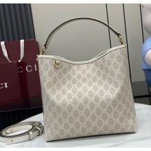 Gucci GG Emblem medium bucket bag 815103 Beige and white new GG Monogram coated fabric 2025
