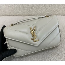 saint laurent loulou mini in lambskin BLANC VINTAGE 2025 (original quality)
