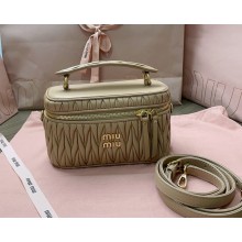 MIU MIU Matelassé nappa leather shoulder bag 5BH226 Caramel 2025