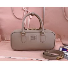 MIU MIU Arcadie leather bag 5BB148 nude pink 2025