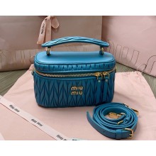 MIU MIU Matelassé nappa leather shoulder bag 5BH226 Marina Blue 2025