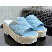 Chanel sandals platform patent leather blue 2025