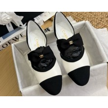 Chanel Mary janes lambskin & Grosgrain with bow white / black 2025
