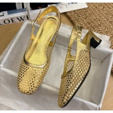 Chanel slingback pumps mesh & lambskin gold 2025