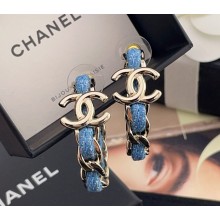 Chanel Hoop Earrings Metal & Denim Gold & Blue ABF160 2025