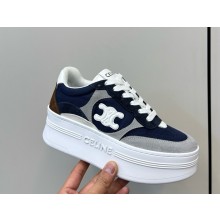 CELINE CNY BLOCK SNEAKERS WITH WEDGE in suede and canvas dark blue 2025