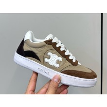 CELINE TRAINER LOW LACE-UP SNEAKER in suede and canvas brown 2025