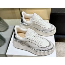 Chloe Nama wedge sneakers calfskin white / silver 2025