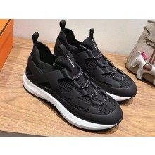 Hermes Katana sneaker in knit and calfskin with graphic cut-out detail noir 2025