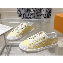 Louis Vuitton women/men LV Lagoon Sneaker 1AGYFW yellow Monogram denim 2025
