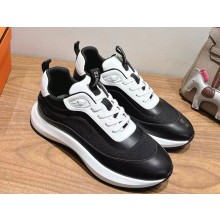 Hermes Kuma sneaker in technical canvas and calfskin noir 2025
