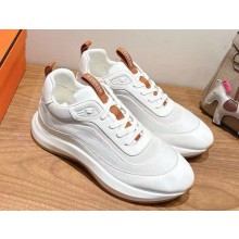 Hermes Kuma sneaker in technical canvas and calfskin blanc 2025