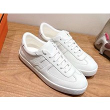 Hermes women/men Boomerang sneaker in Epsom calfskin with iconic orange sole blanc 2025