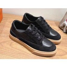 Hermes women/men Deep sneaker in calfskin and suede goatskin noir 2025
