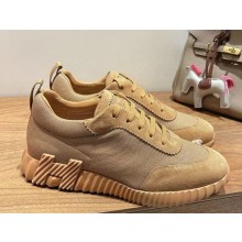 Hermes women/men Bouncing sneaker in cotton canvas and suede goatskin brown 02 2025