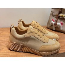 Hermes women/men Bouncing sneaker in cotton canvas and suede goatskin brown 03 2025