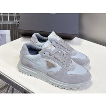 Prada Prax 2.0 Re-Nylon and suede sneakers 2EE436 Cloudy Gray 2025