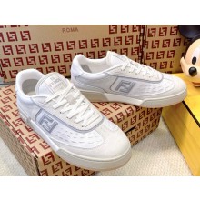 Fendi Match white denim fabric and suede low tops 2025
