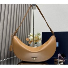 Prada Demi-lune large leather shoulder bag 1BC255 Natural 2025