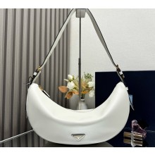 Prada Demi-lune large leather shoulder bag 1BC255 White 2025