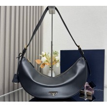 Prada Demi-lune large leather shoulder bag 1BC255 black 2025