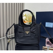 Prada Padded Re-Nylon mini-bag with bow 1BA359 black 2025