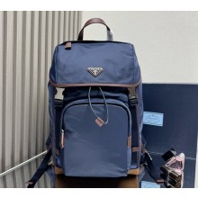 Prada Re-Nylon and leather backpack 2VZ135 Blue/Coffee 2025
