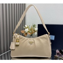 Prada Aimée large Re-Nylon and leather shoulder bag with padlock 1BC232 Camel Brown 2025