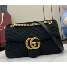 Gucci GG Marmont large shoulder bag 443496 black velvet 2025