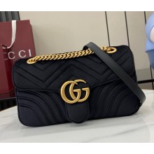 Gucci GG Marmont medium shoulder bag 443497 black velvet 2025