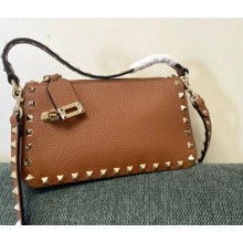 Valentino Garavani SMALL ROCKSTUD GRAINY CALFSKIN CROSSBODY BAG brown 2025