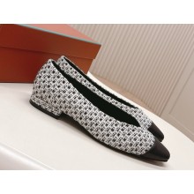 Loro Piana Rebecca Ballet Flat tweed & lambskin black / white 2025