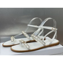 Diorissime flat Sandal white calfskin and Silver-Tone Strass 2025