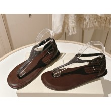 BRUNELLO CUCINELLI Monili T-Strap Sandal BROWN 2025