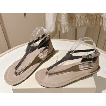 BRUNELLO CUCINELLI Monili T-Strap Sandal beige suede 2025
